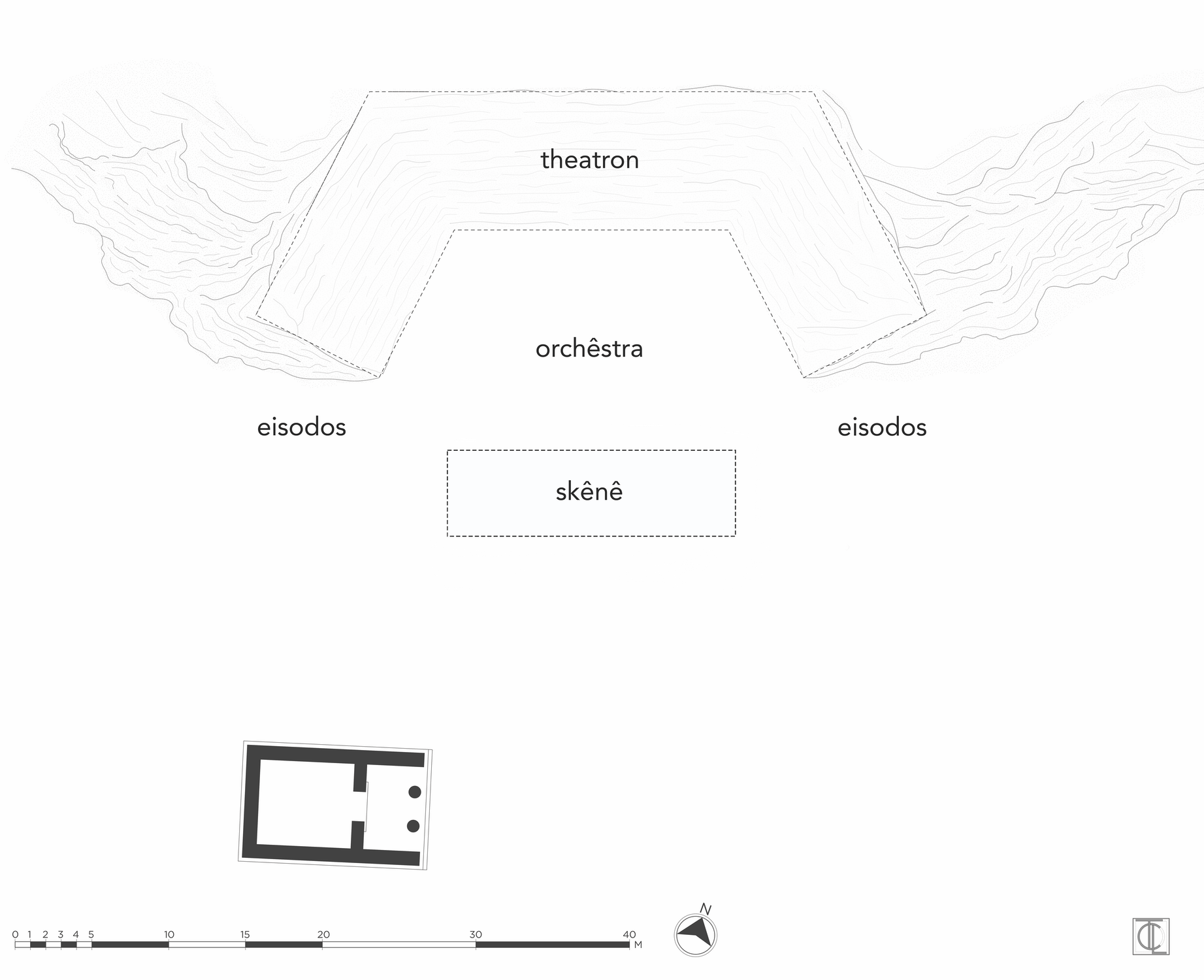 Scaled sketch of Theater of Dionysos