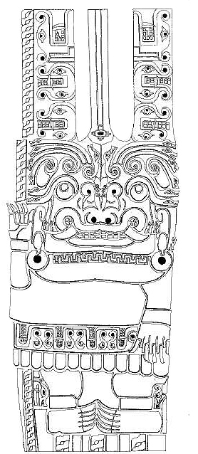 Drawing of the Lanzon at Chavín de Huántar (Richard Burger and Luis Caballero)