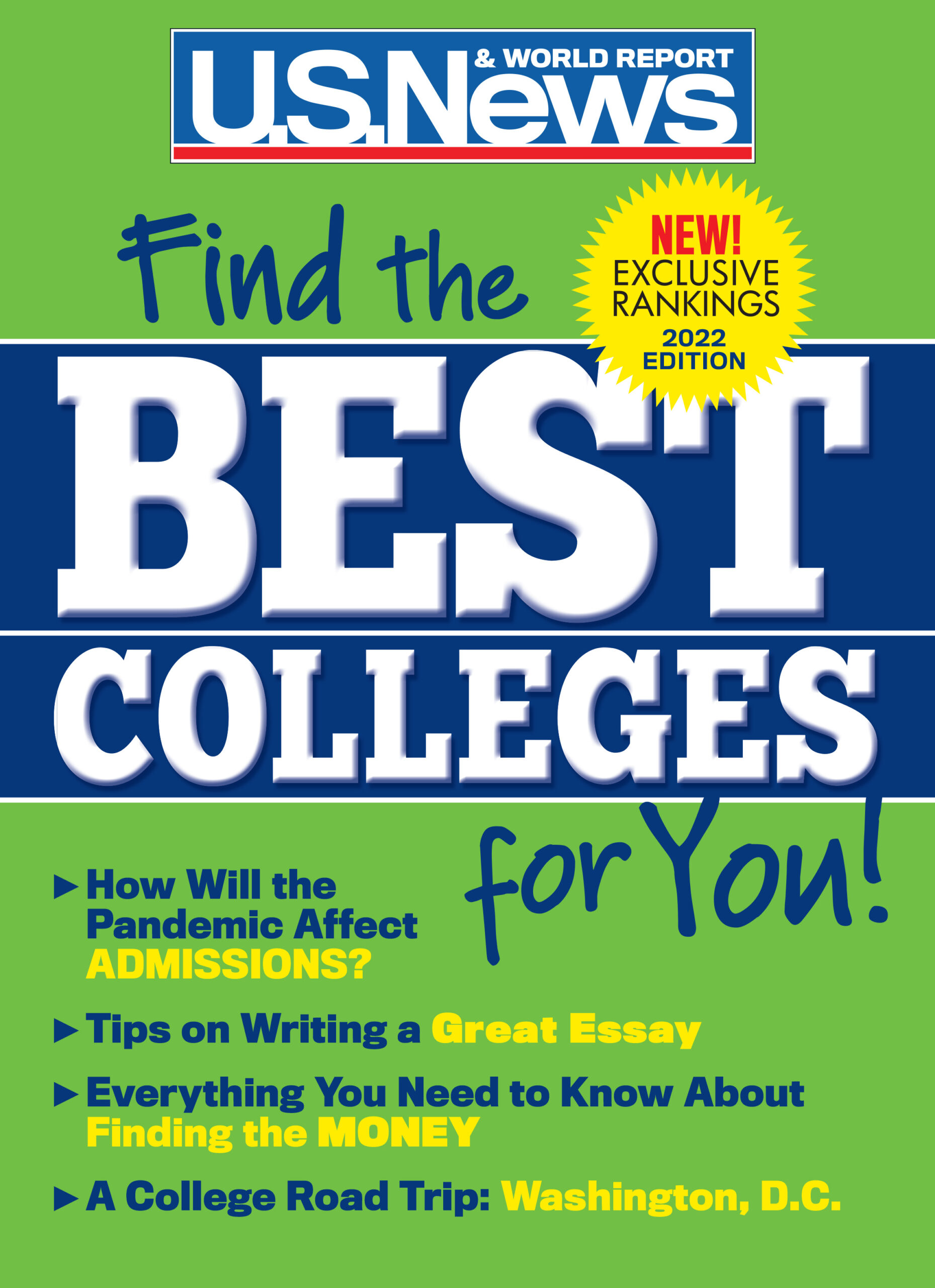 Cover of the 2022 edition of U.S. News & World Report’s Best Colleges rankings.