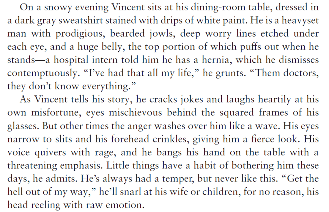 Two excerpted paragraphs from the book Cut Loose describing an unemployed worker.