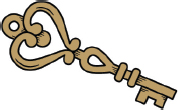 A gold ornamental key