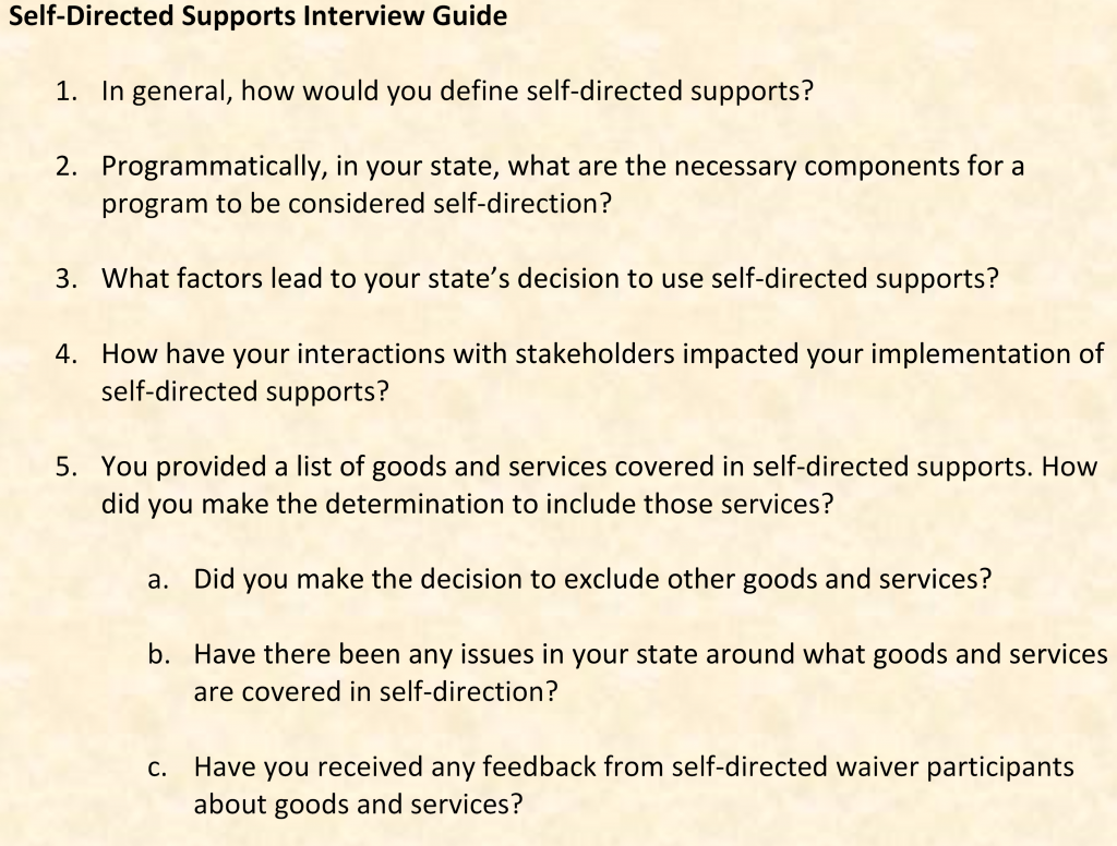 interview guide using questions rather than topic