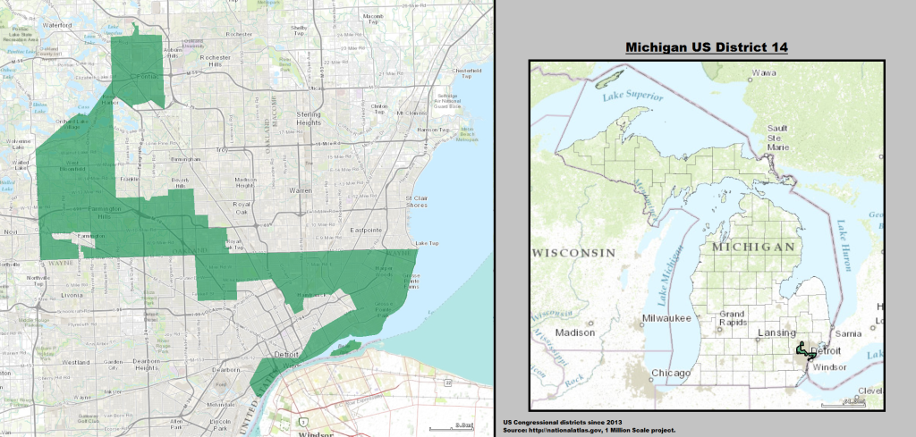 Boundaries for Michigan’s 14th United States Federal Congressional District