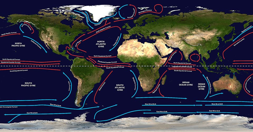 Map of the world's ocean gyres