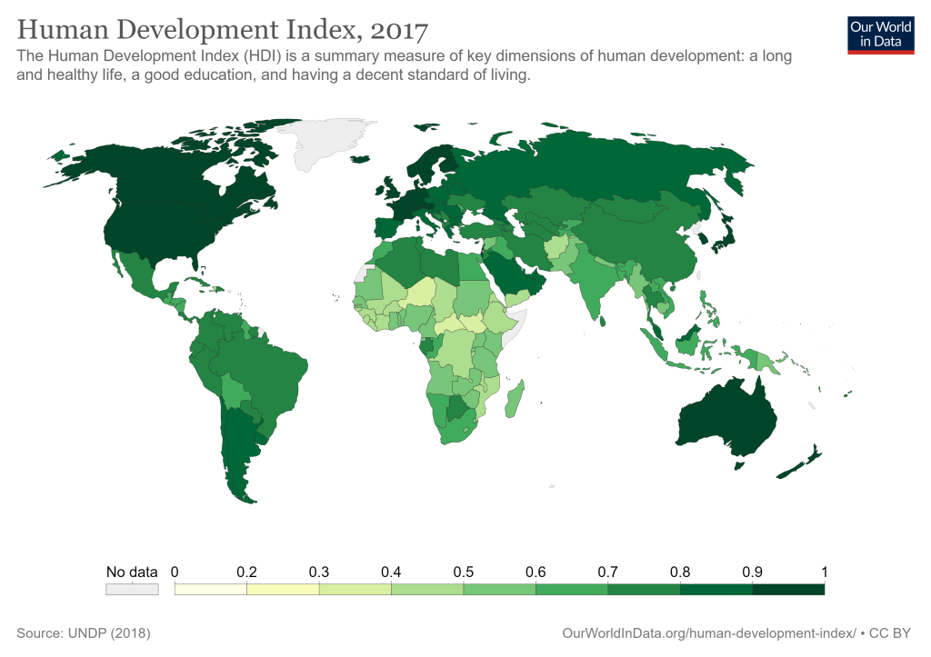 Map of the world based on HDI