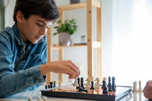 A child playing chess