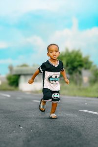 A child running on the road