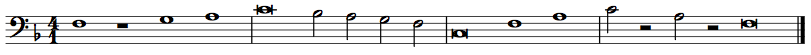 Protonotation Second Realization A melody is first shown in protonotation, and then is realized in staff notation in three different clefs, keys, and time signatures