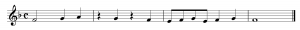 translated to staff notation with melodies and rhythms