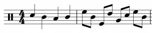 Upwards stems are on notes above the middle line, while downwards stems are on notes below the middle line. Notes on the middle line can be stemmed in either direction.