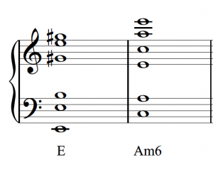Two triads with doublings are shown in open spacing.