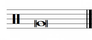 A double whole note on a line is shown.