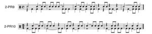 There are two two part rhythms that contain ties within measures.