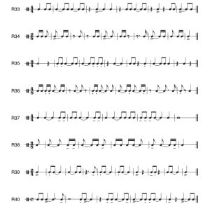 There are eight rhythms that contain ties within measures as well as articulations.
