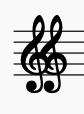 Two treble clefs which are touching one another are on the left of a five-line staff.