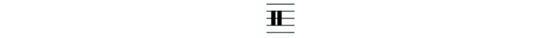 A percussion clef is on the left of a staff. The clef looks like two vertical, parallel lines taking up the middle two spaces of the staff.