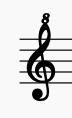 An octave treble clef is on a staff. The clef looks like a treble clef but has an 8 at the top of the clef.