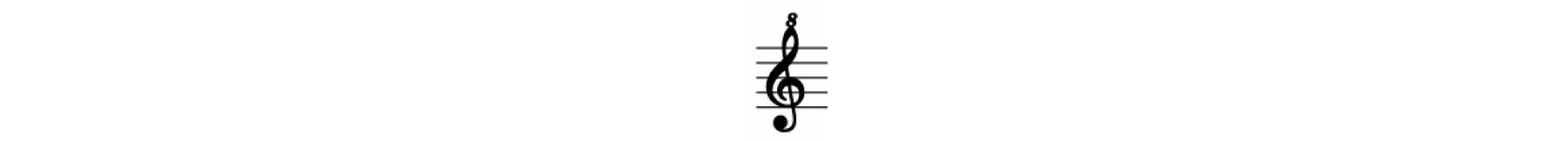 An octave treble clef is on a staff. The clef looks like a treble clef but has an 8 at the top of the clef.