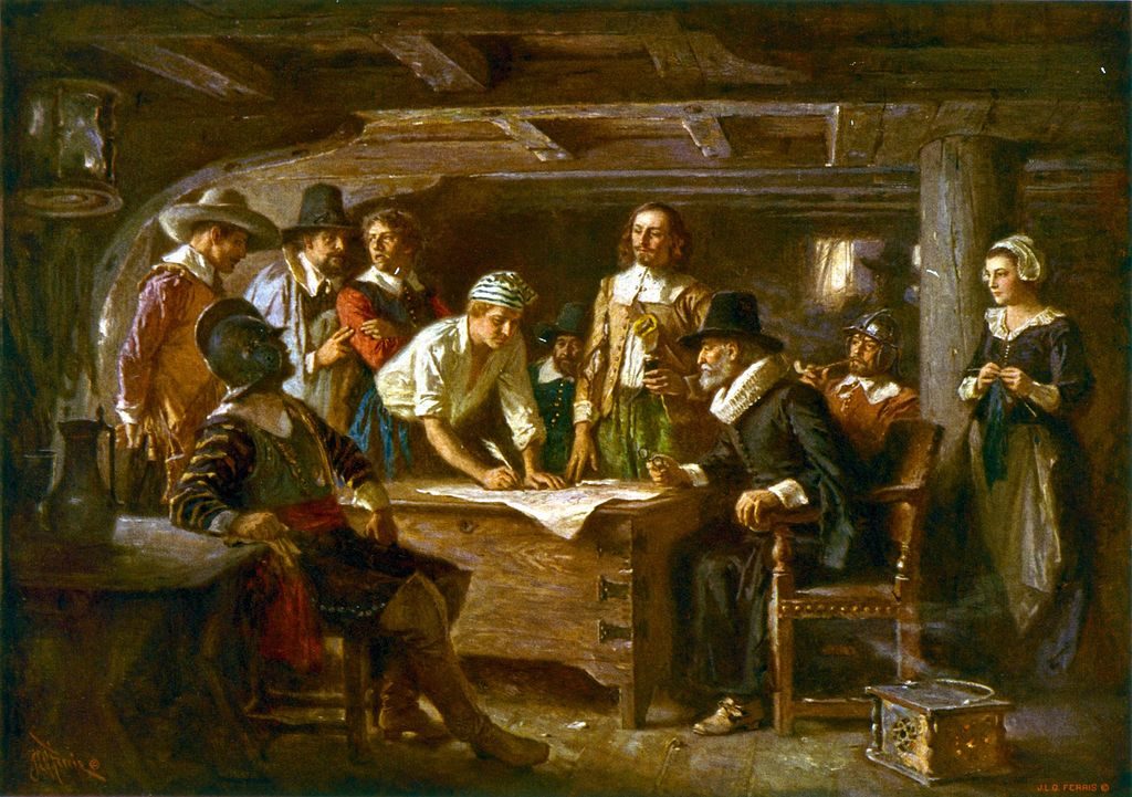 Signing The Mayflower Compact 1620
