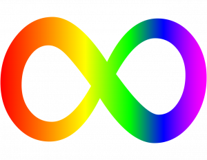Infinity symbol with the colors of the rainbow
