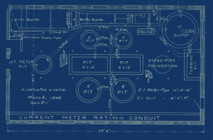 A blueprint depicts a current meter rating conduit.