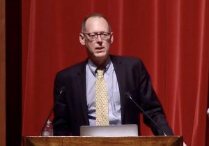 Anthropologist Paul Farmer, at a lectern