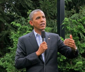 Barack Obama at his Chicago home