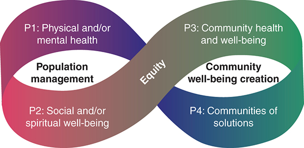 The portfolios of the population health framework are comprised of domains.