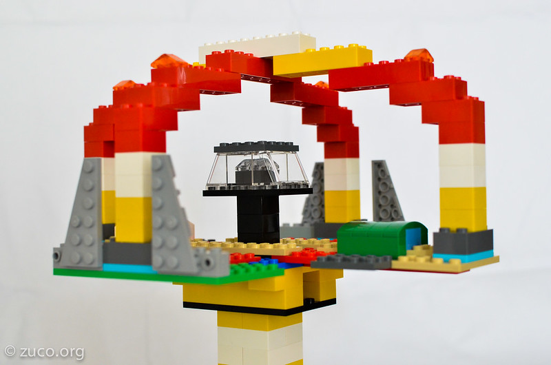 Lego bricks are used in a structure.