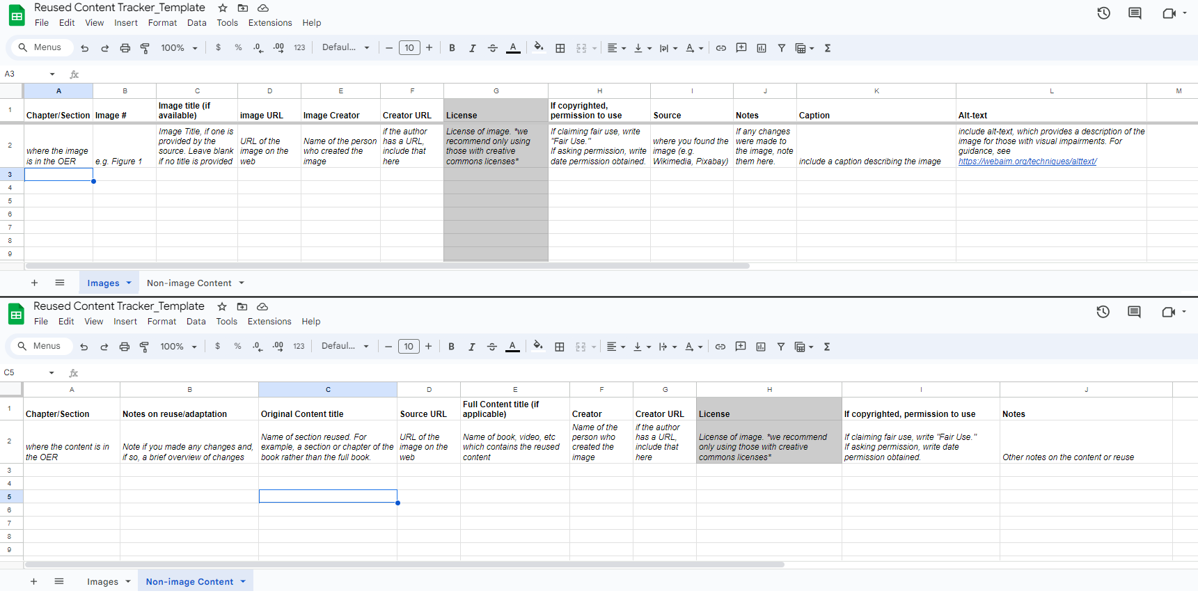 Screenshot attribution tracking spreadsheet